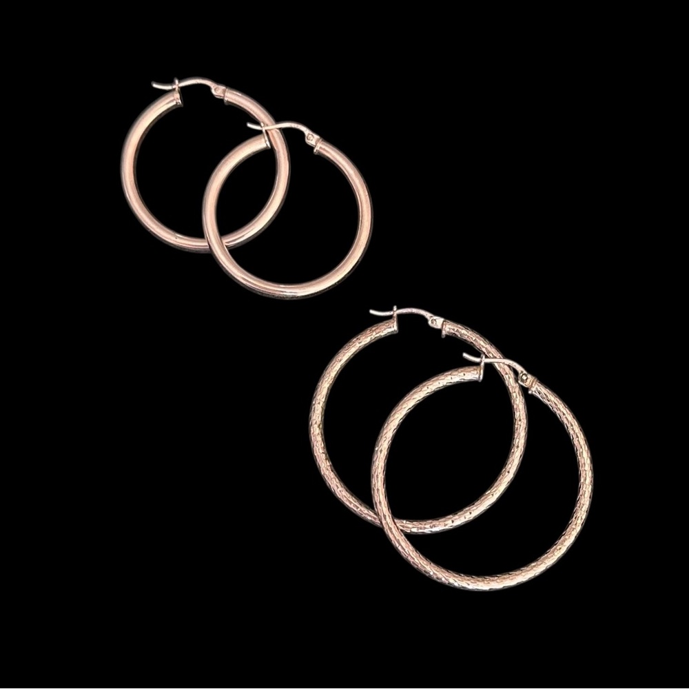 2 Pairs of .925 Sterling Silver Vintage Hoop Earrings - Picture 8 of 8